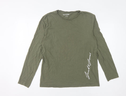 Jack & Jones Men's M Green Long Sleeve T-Shirt