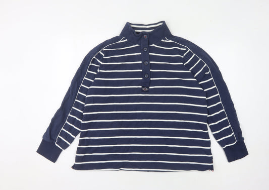 Joules Women's Blue Striped Henley Sweatshirt Size 16