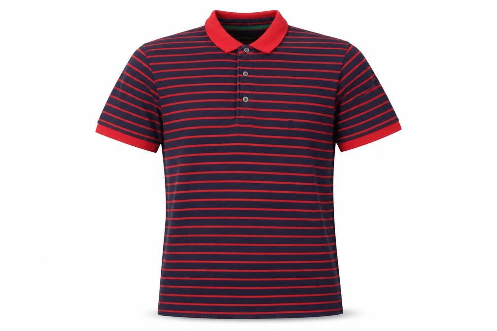 French Connection Men's Red Striped Polo, M, Short Sleeve