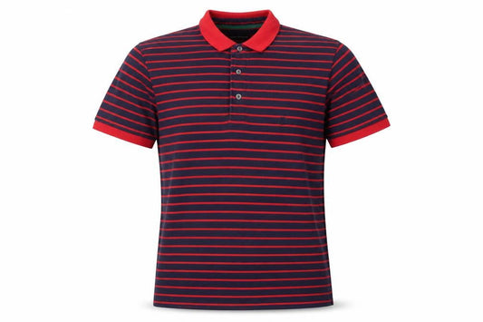 French Connection Men's Red Striped Polo, M, Short Sleeve