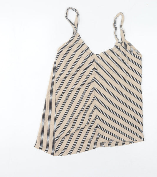 Pull&Bear Women's Beige Striped Camisole Tank - Size S