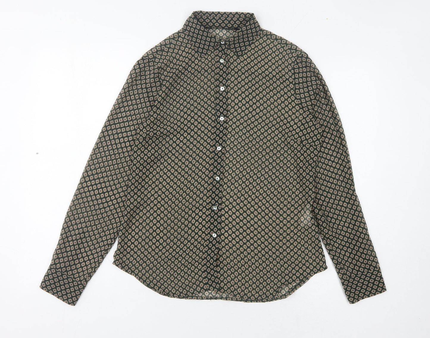 Zara Basic Womens Green Button-Up Shirt UK 6