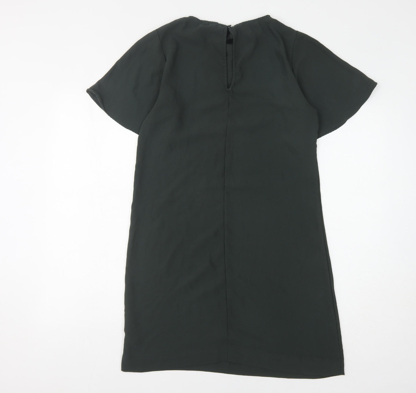 H&M Women's Green Shift Dress - Size 8, Short Sleeve