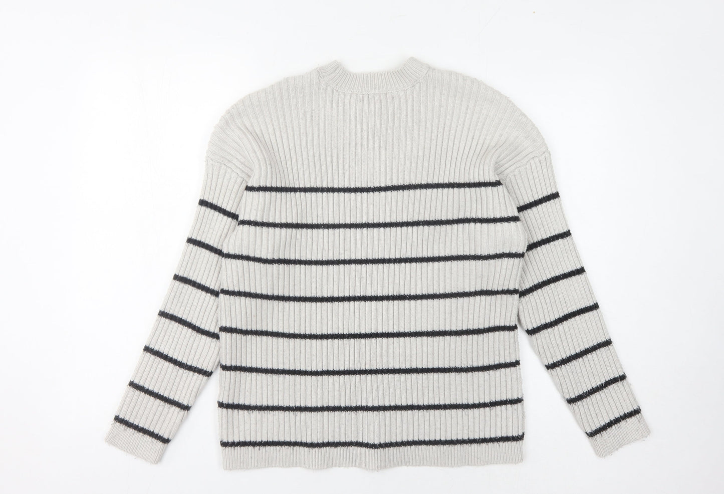 Marks and Spencer Women's Grey Striped Pullover Jumper L