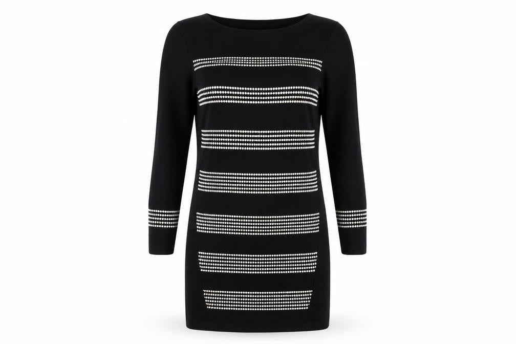 Front view of Principles Black Sheath Dress, UK 10, Studded Accents, Casual
