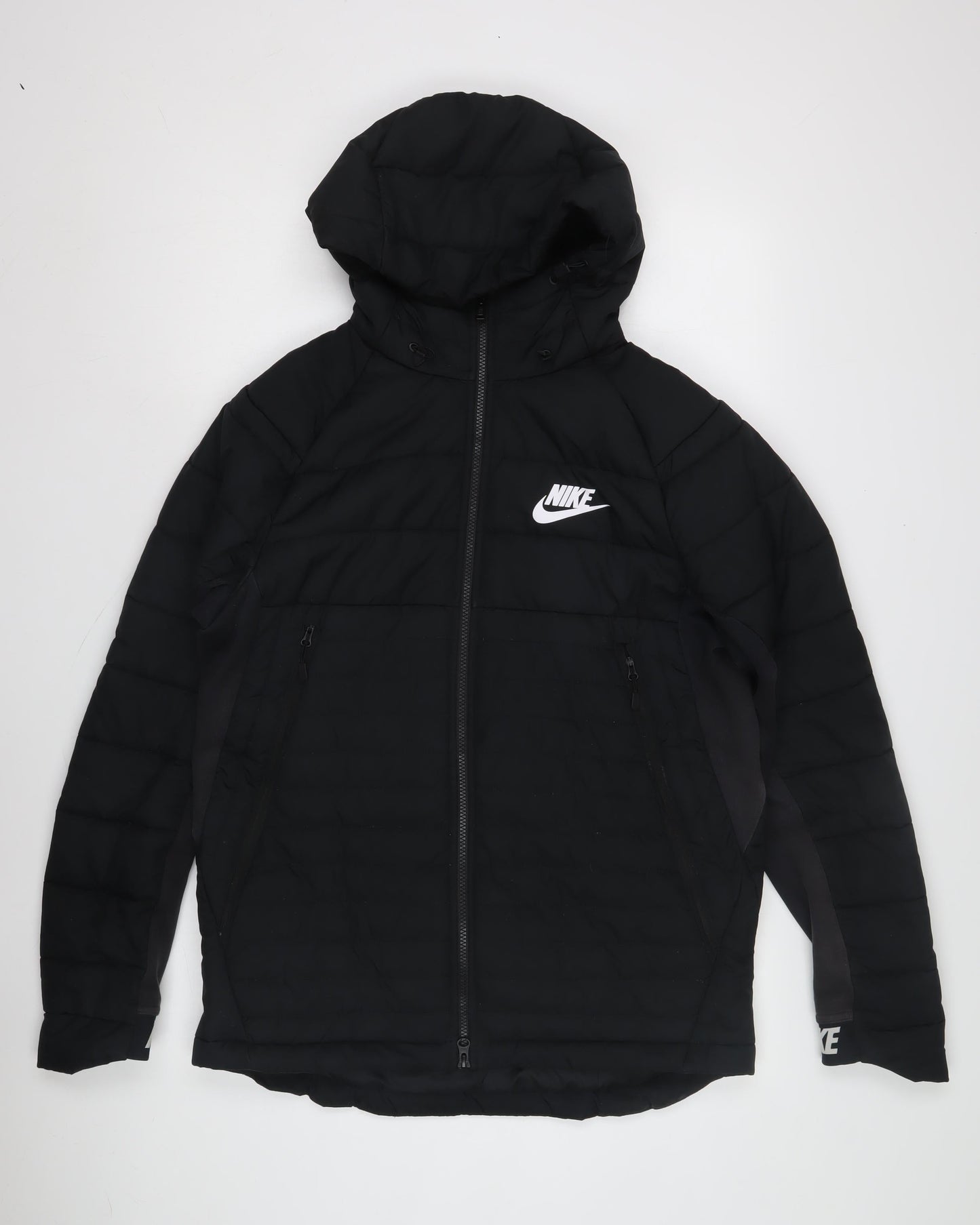 Nike Men's Black Puffer Jacket - Medium, Casual Winter
