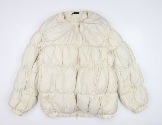 PrettyLittleThing Women's Ivory Puffer Jacket Size S
