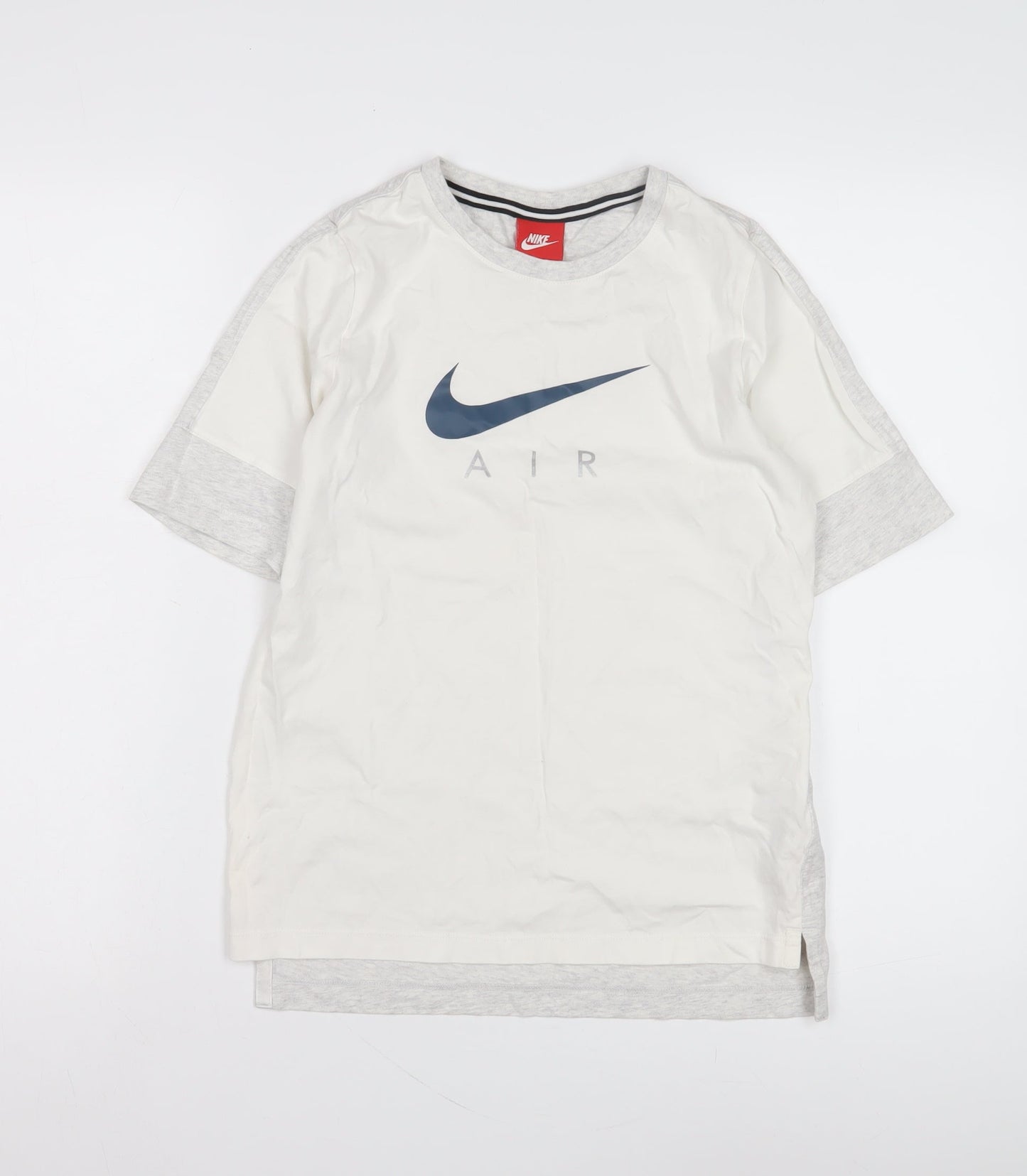 Nike Boys White Grey Graphic T-Shirt Size L Casual Sports