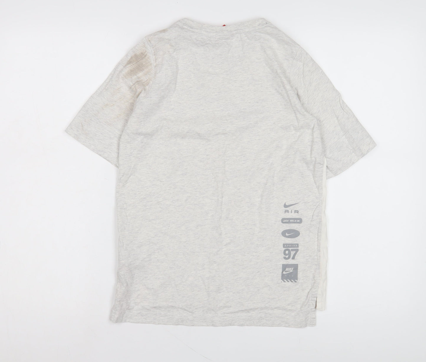 Nike Boys White Grey Graphic T-Shirt Size L Casual Sports