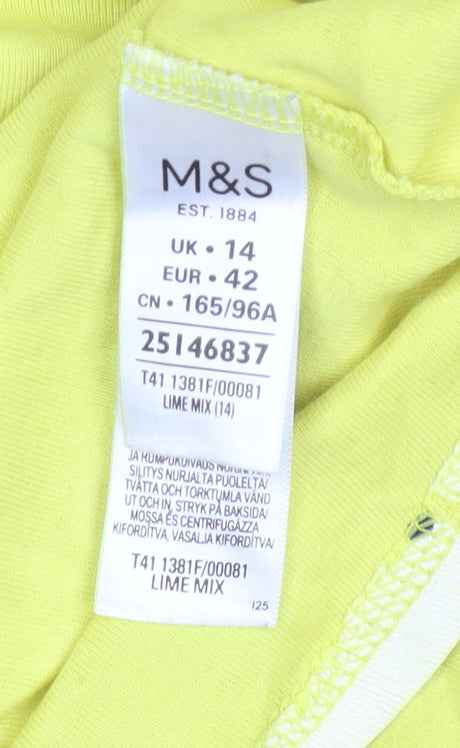 Marks and Spencer Women's Yellow Floral Top Size 14