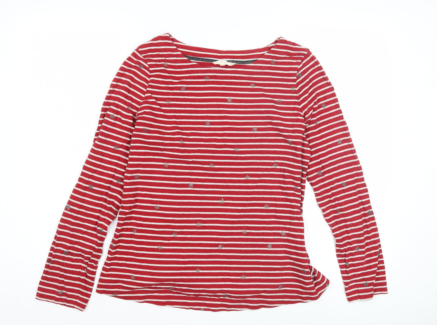 White Stuff Women's Red Striped Long Sleeve T-Shirt Size 14