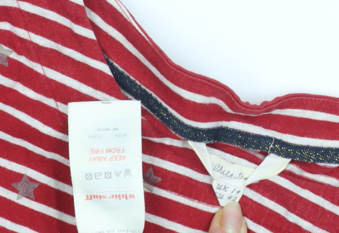 White Stuff Women's Red Striped Long Sleeve T-Shirt Size 14
