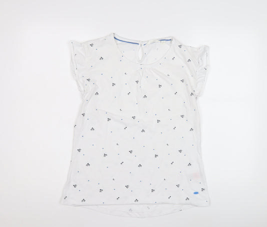 Trespass Women's White Floral T-Shirt L with Ruffle Sleeves