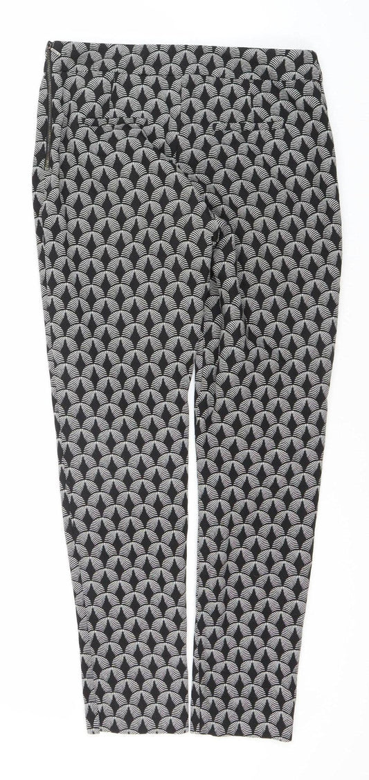 Next Women's Black Geometric Trousers Size 8