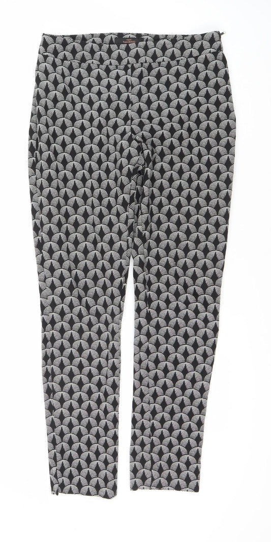 Next Women's Black Geometric Trousers Size 8