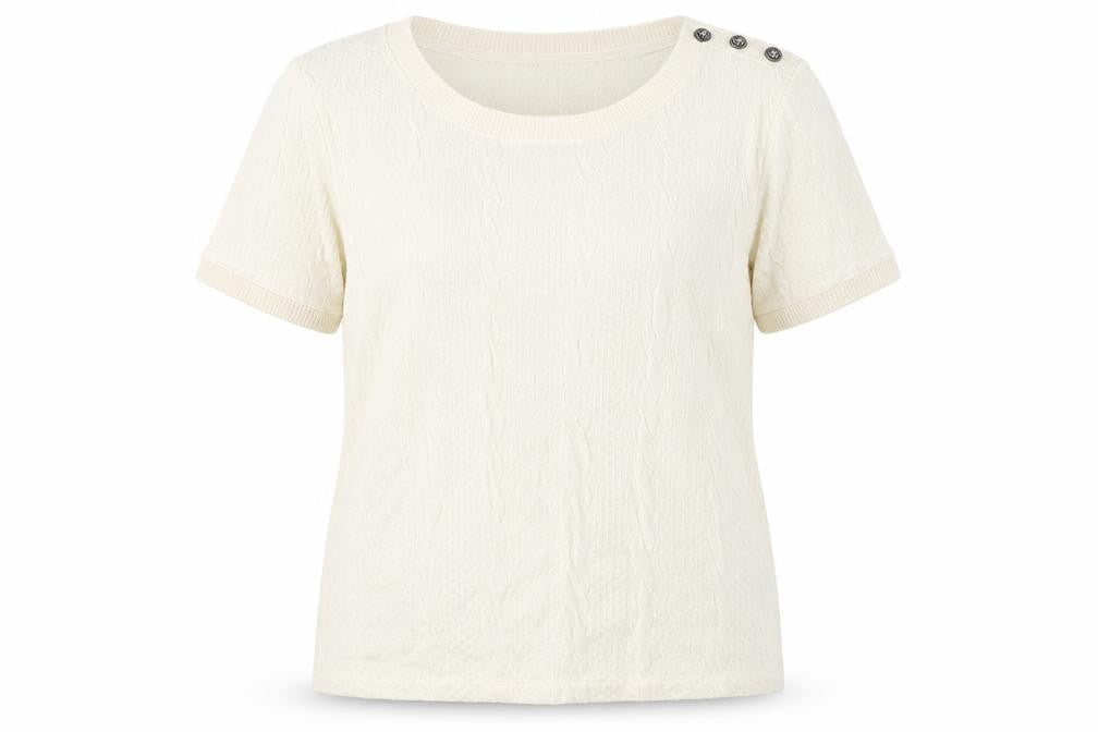 Womens UK Size L Lands' End Ivory Cotton Blend T-Shirt
