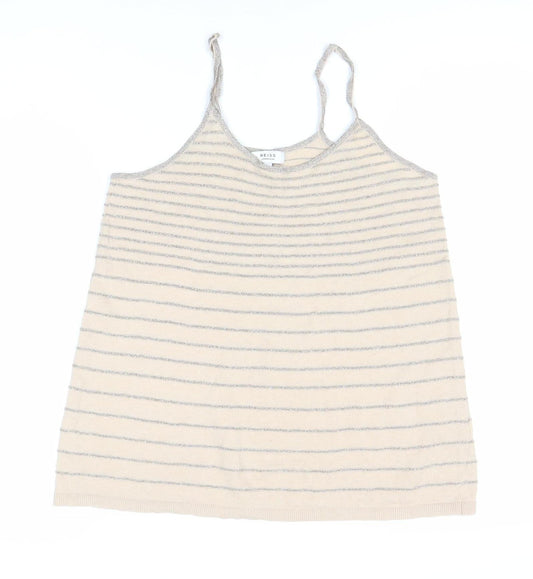 Reiss Women's Beige Camisole Tank, Striped, Small