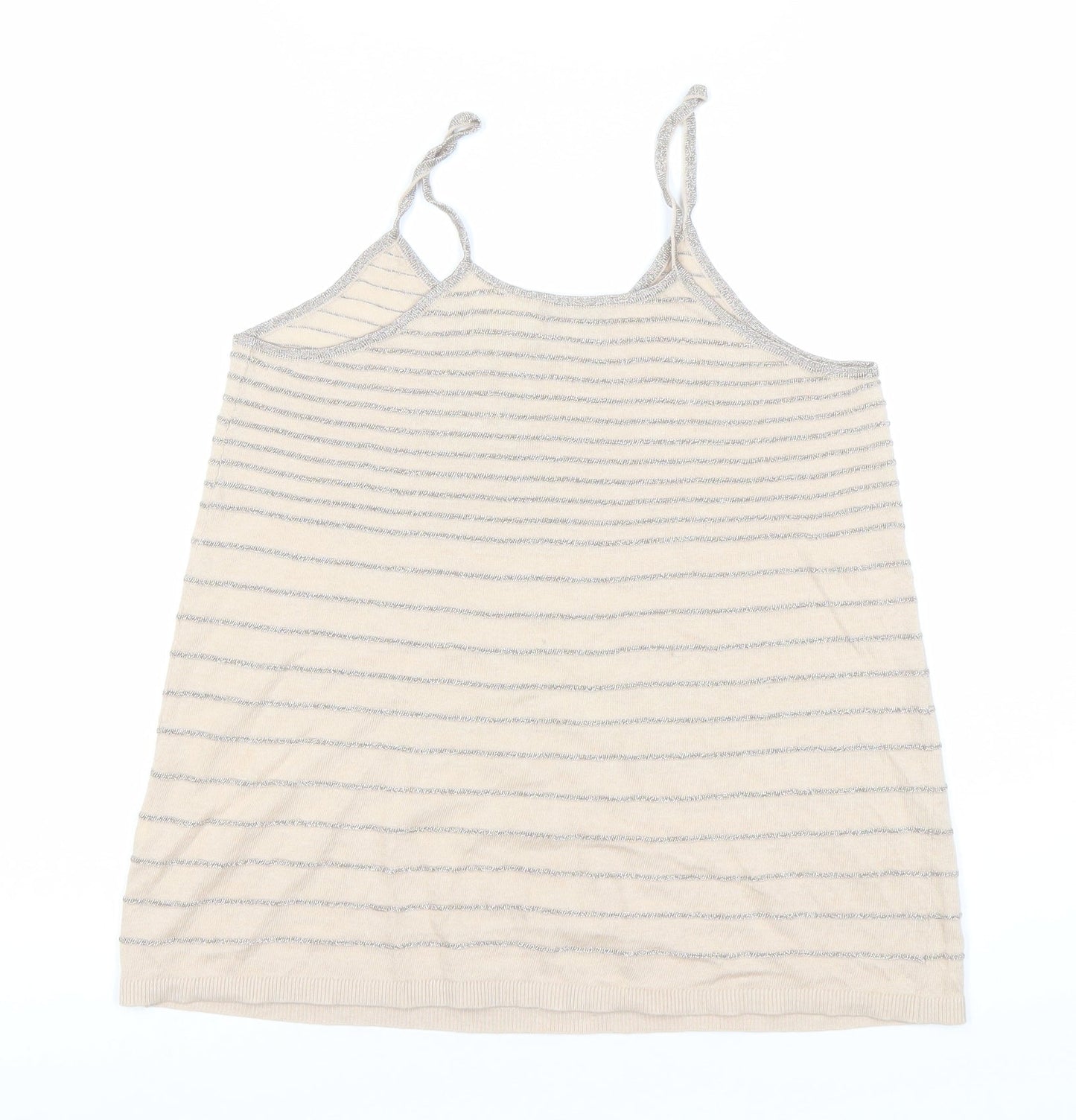 Reiss Women's Beige Camisole Tank, Striped, Small