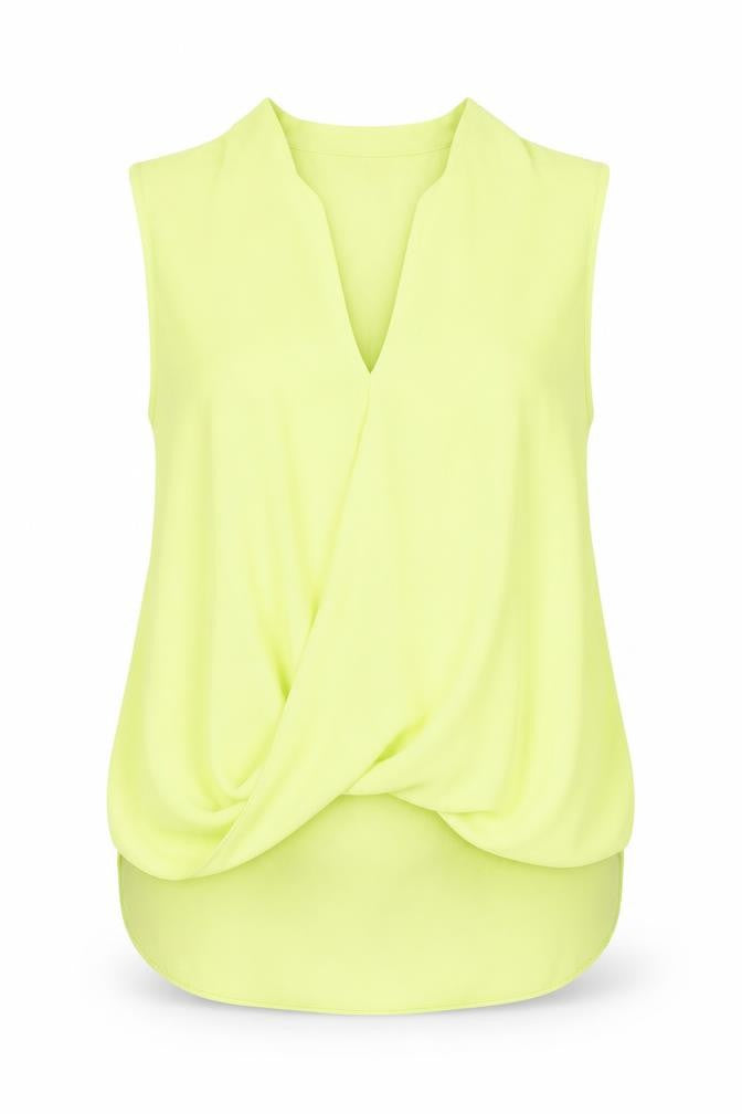 Front view of Red Herring Women's Yellow Wrap Blouse, size 14