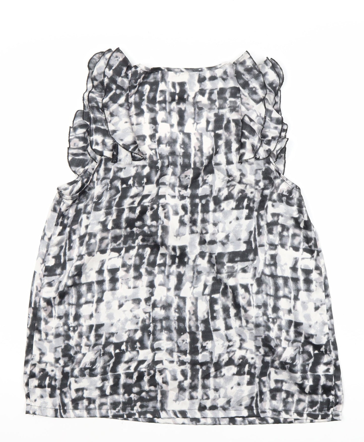 Women's Multicoloured Ruffle Sleeveless Blouse - L