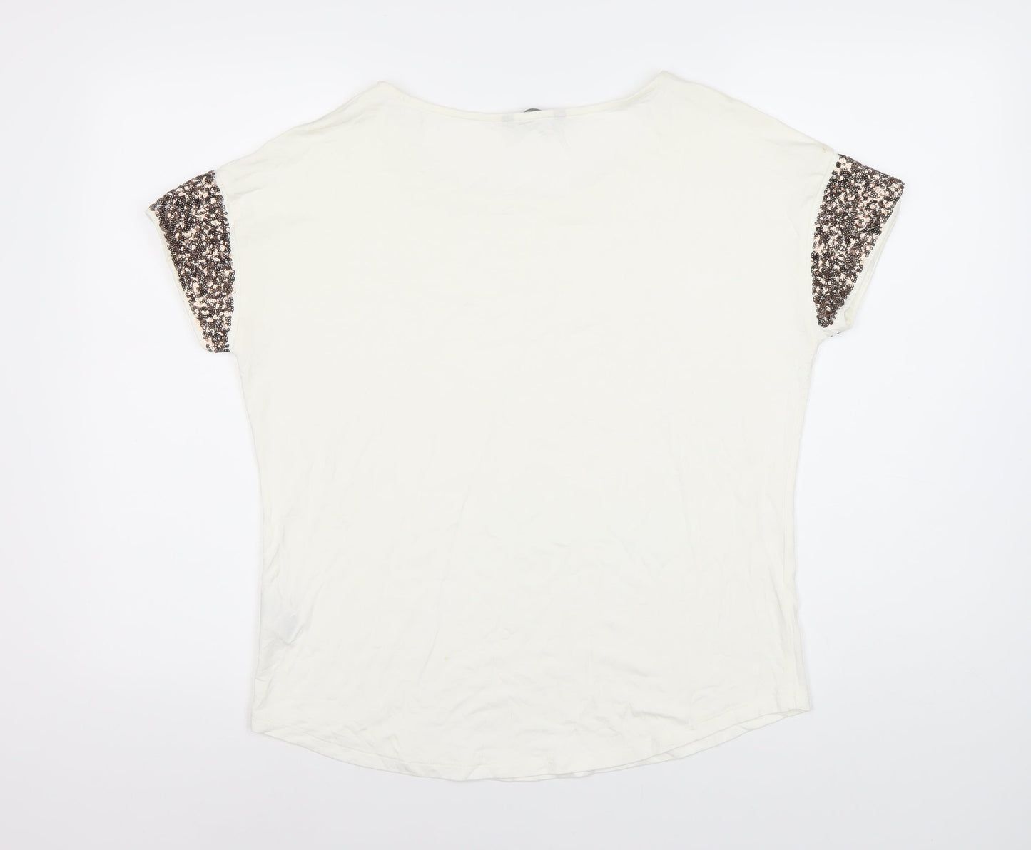 Marks and Spencer Womens Ivory Sequin Sleeve T-Shirt