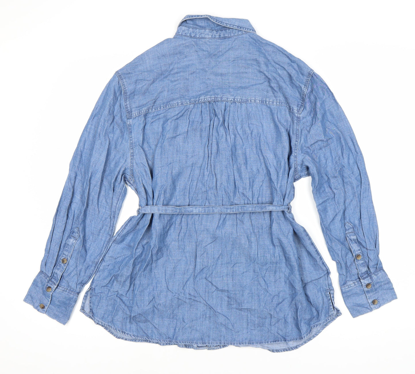 Marks and Spencer Women's Blue Button-Up Shirt Size 10