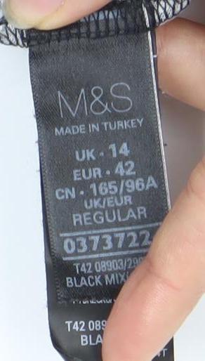 Marks and Spencer Women's Black Woven Dress, Size 14