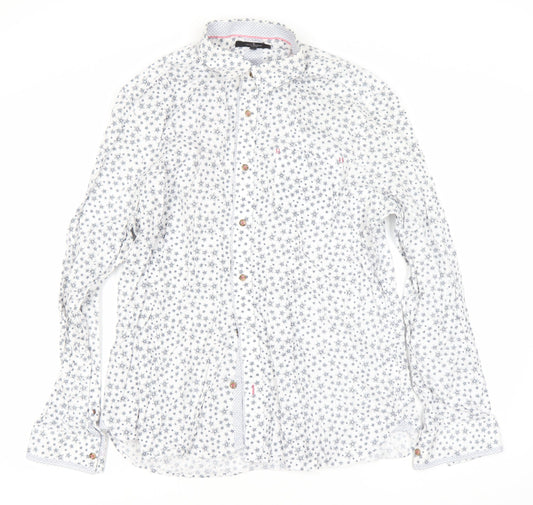 Jeff Banks Men's White Floral Dress Shirt L