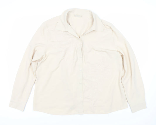 Eastex Women's Beige Button-Up Long Sleeve Shirt