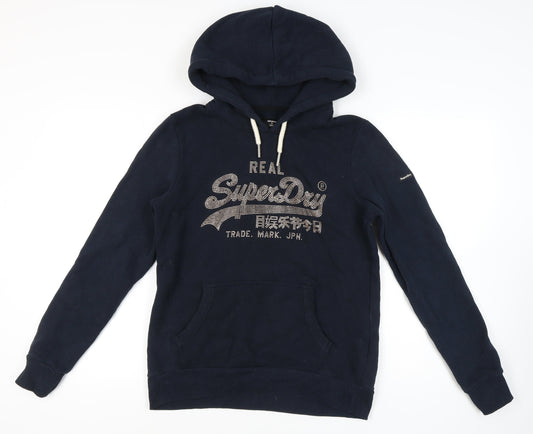 Superdry Women's Navy Hoodie, Size 12, Rhinestone Detail