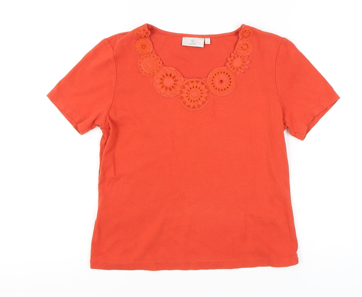 CC Women’s Orange Petites Embroidered T-Shirt Size 8
