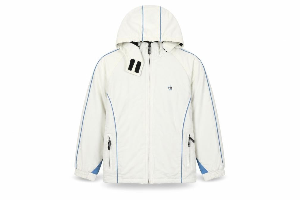Front view of TOG24 girls’ white ski jacket 7-8 years winter hooded