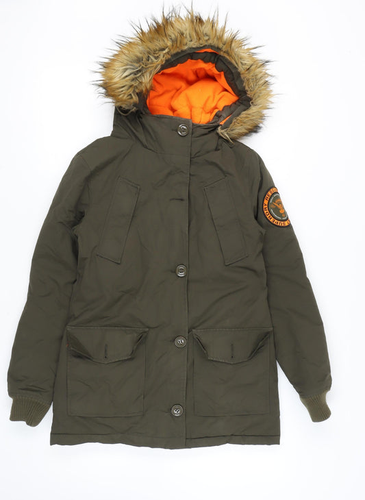 Superdry Unisex Green Parka Jacket S Waterproof