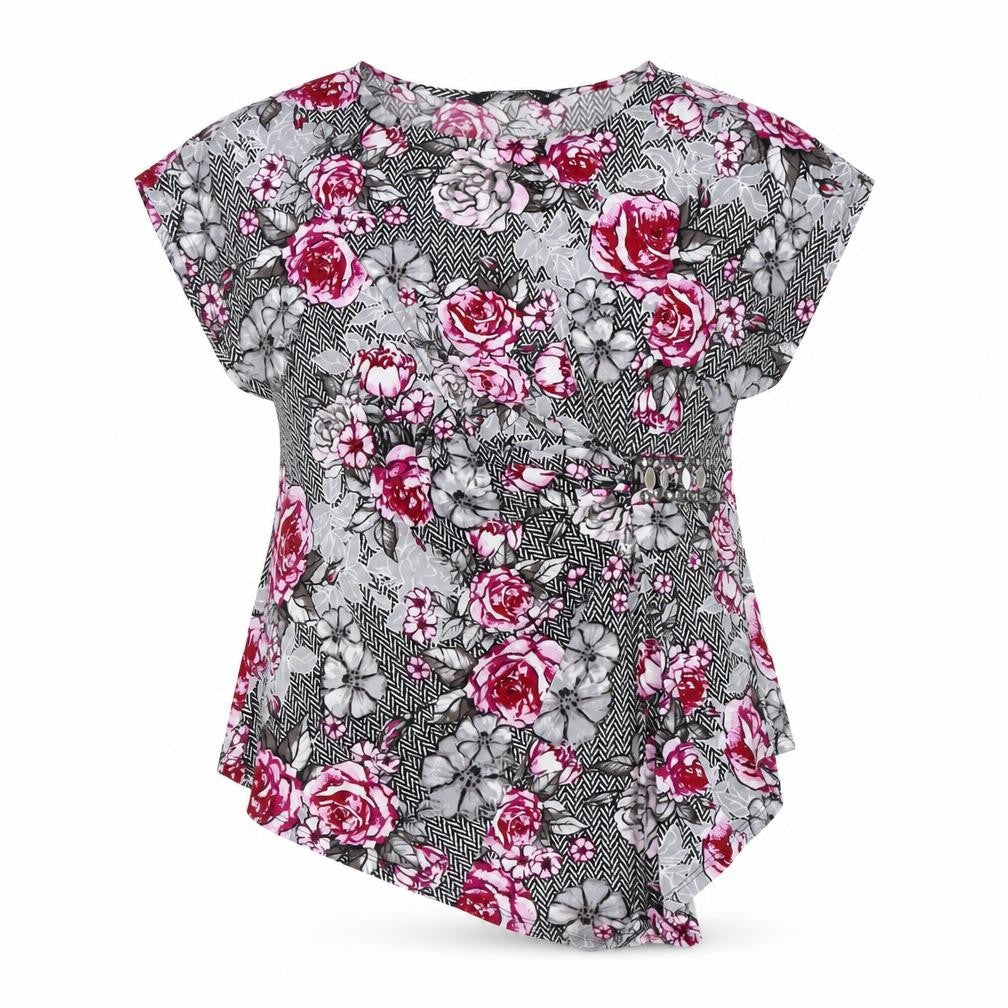 Front view of David Emanuel Women's Floral Top, size 18, Multicoloured