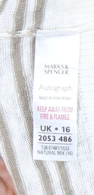 Marks and Spencer Women's Brown Striped Pullover Jumper