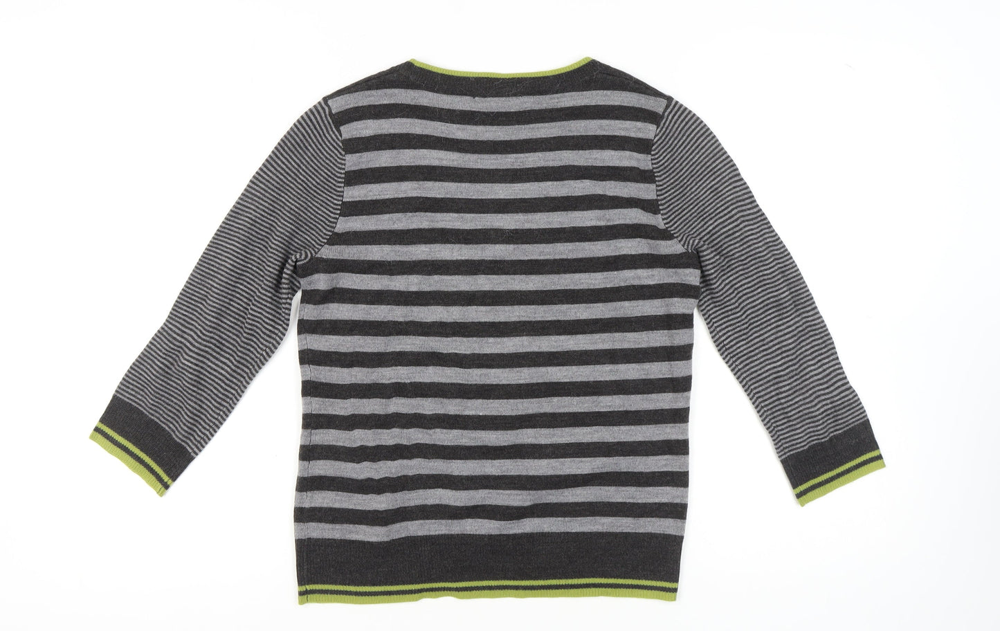 Marks and Spencer Women's Grey Striped Pullover Jumper L