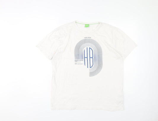 Hugo Boss Men's White L Graphic Print T-Shirt