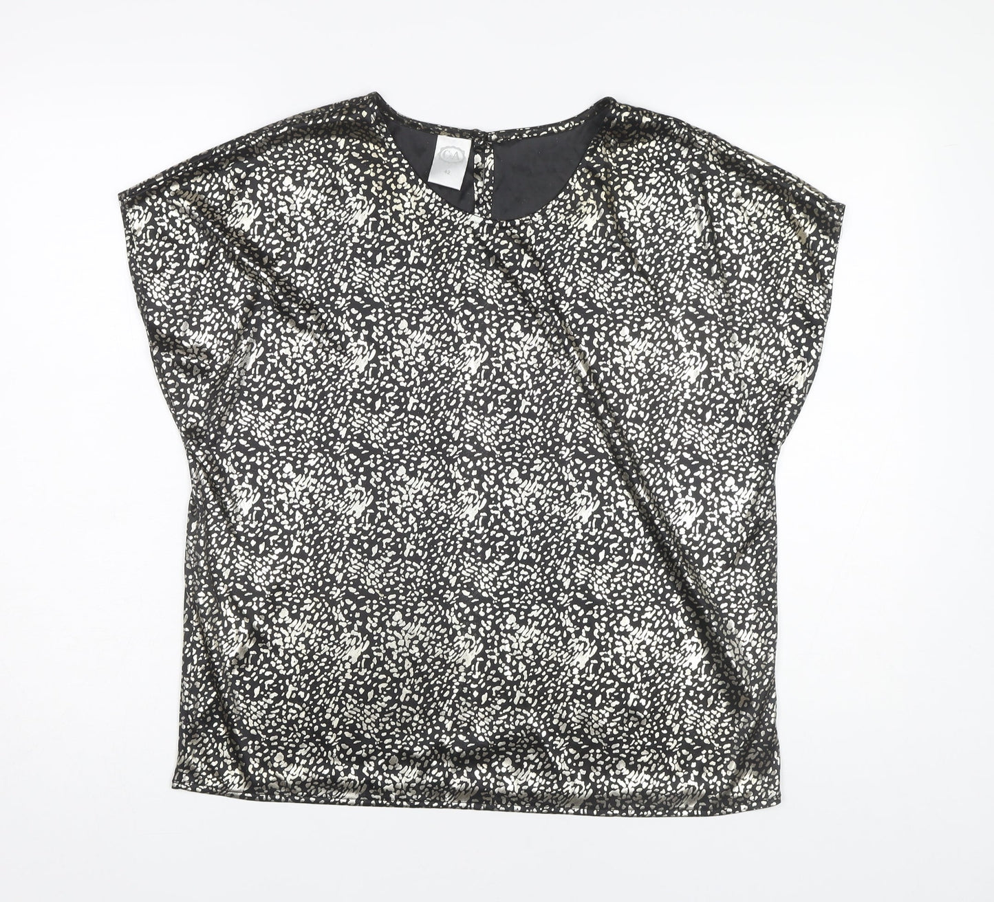 C&A Women's Black Floral Sleeveless Top Size 14