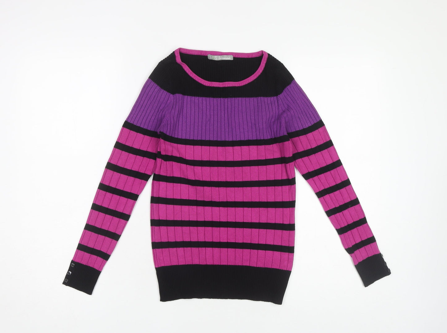 Marks and Spencer Women's Multicoloured Striped Jumper Size 10