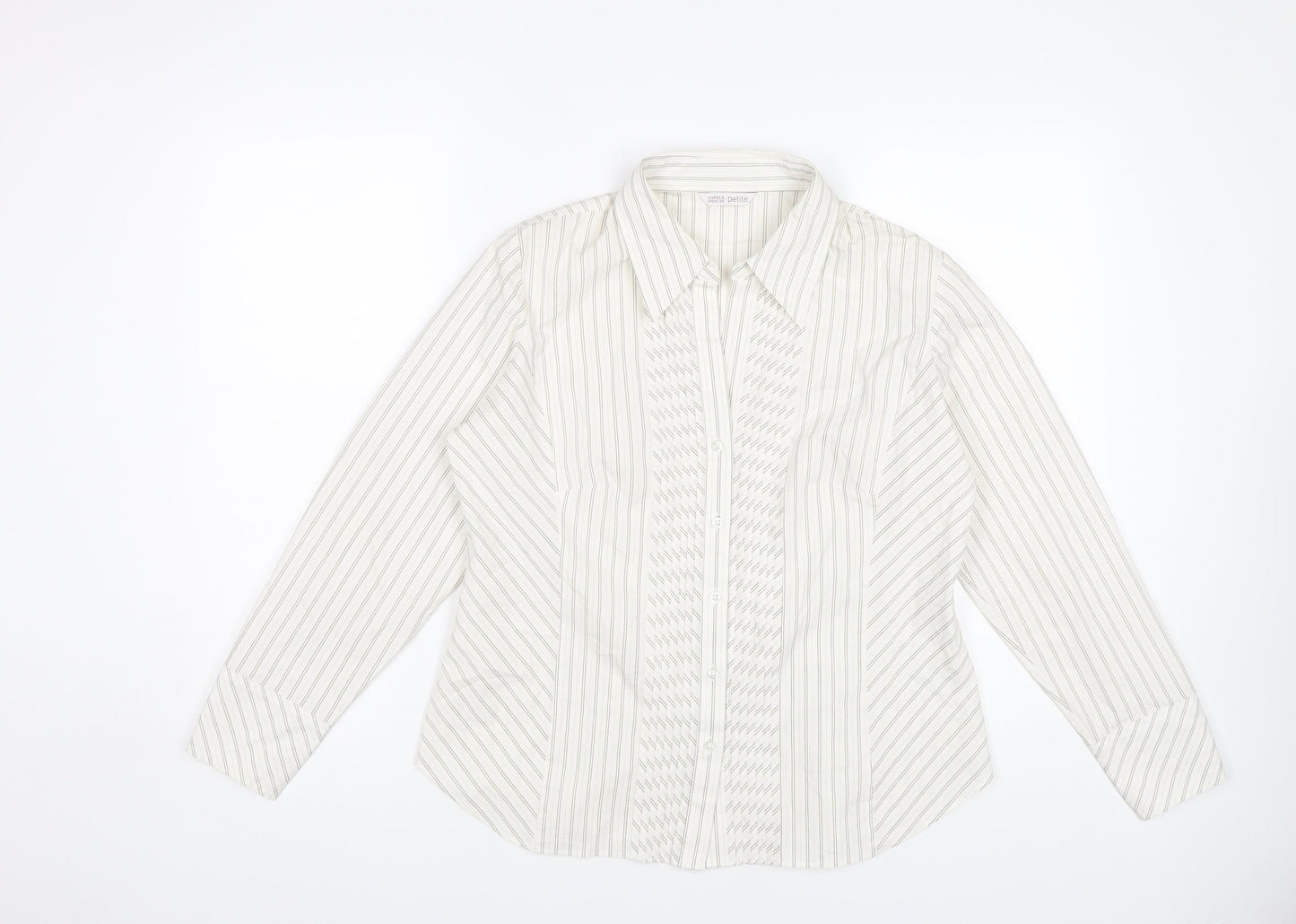 Marks and Spencer Women's Multicoloured Striped Button-Up Shirt
