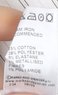 Marks and Spencer Women's Multicoloured Striped Button-Up Shirt