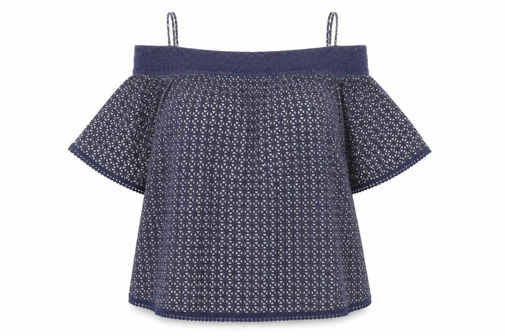 Next Women's Blue Off the Shoulder Blouse Size 8