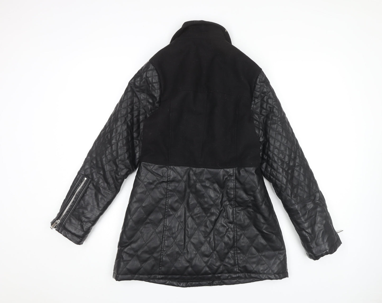 New Look Women's Black Quilted Biker Jacket Size 10