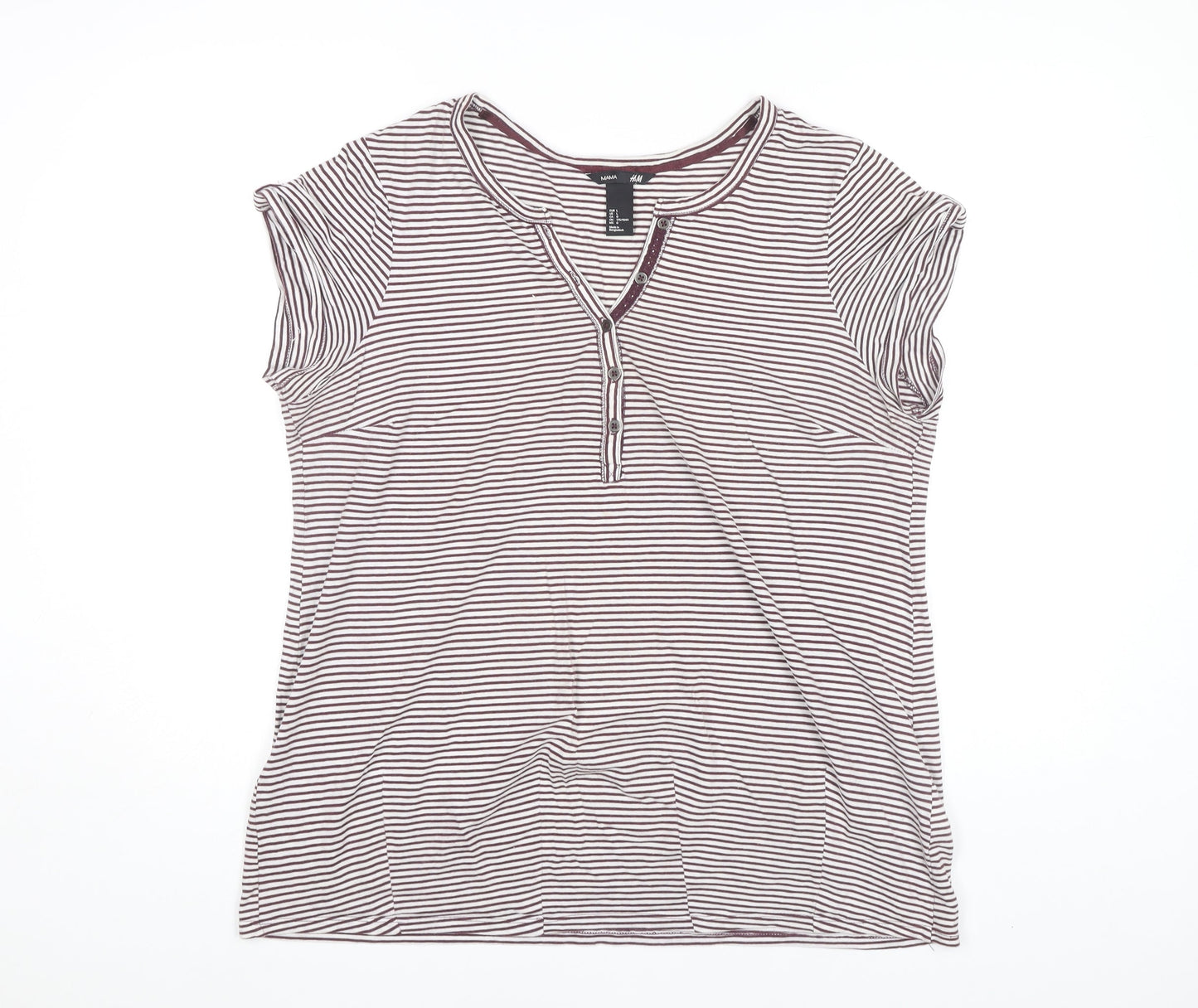 H&M Women's Striped Henley T-Shirt, Size 12, Maternity