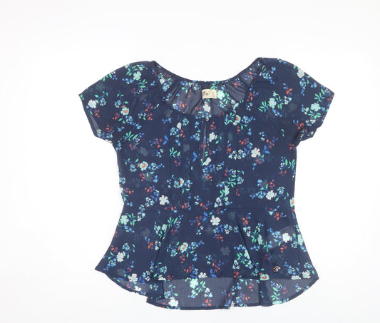 Hollister Women's Blue Floral Tunic Blouse S