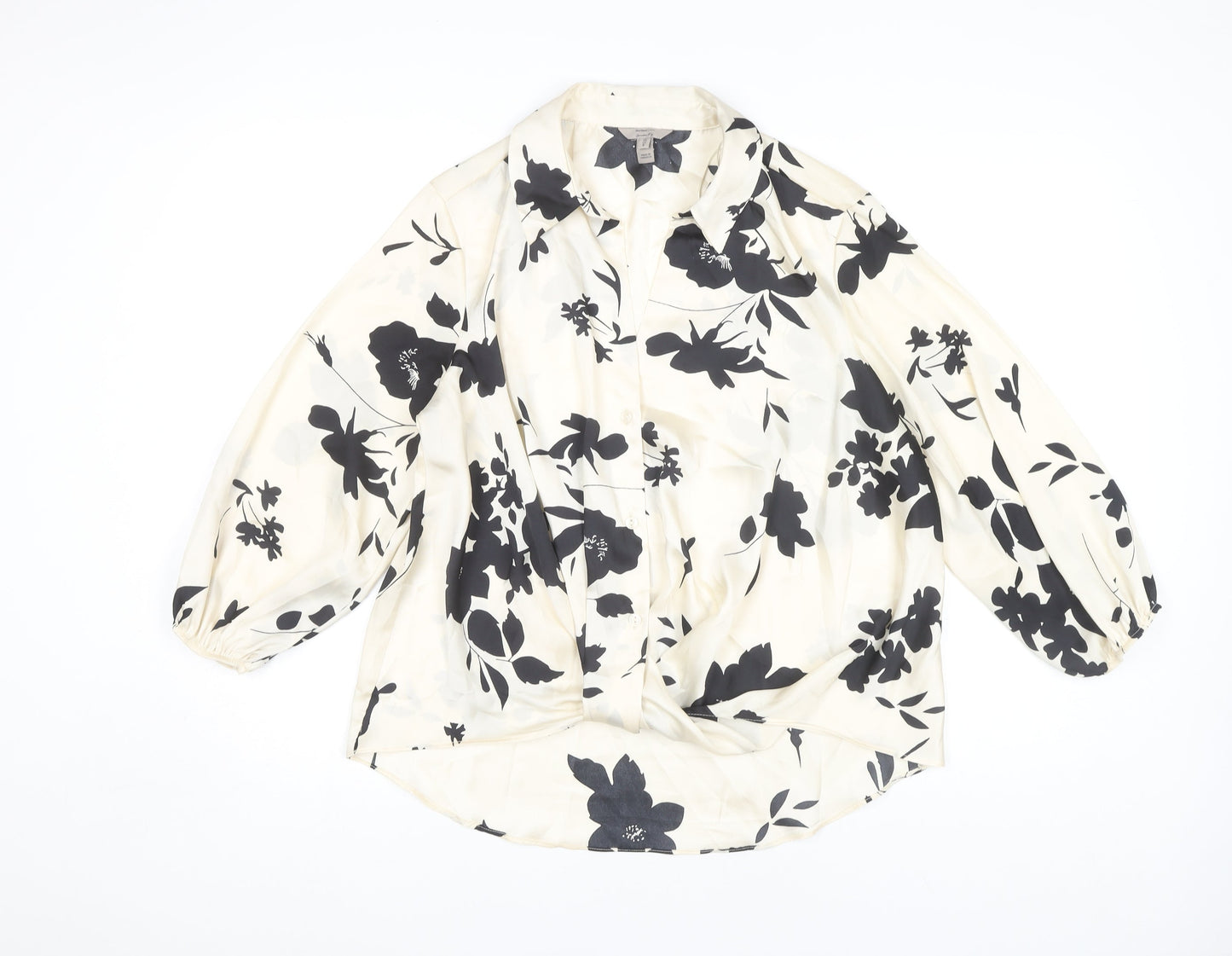 River Island Women Black Floral Blouse UK 10