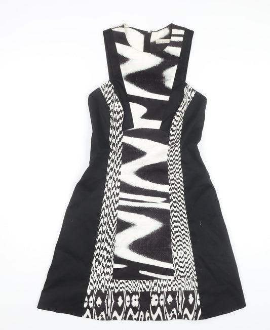 Karen Millen Women's Black & White A-Line Dress - Size 10