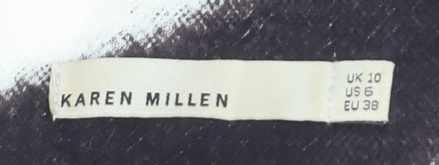 Karen Millen Women's Black & White A-Line Dress - Size 10