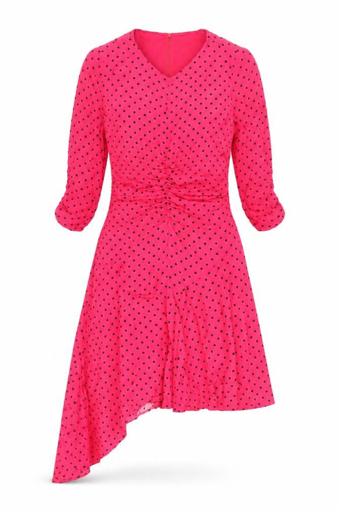 Zara Women's Pink Polka Dot Asymmetric Dress