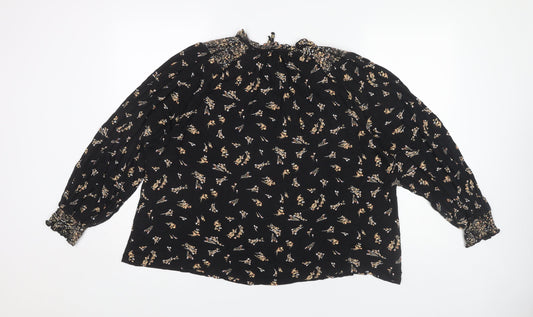 Fat Face Women's Black 14 Floral Blouse